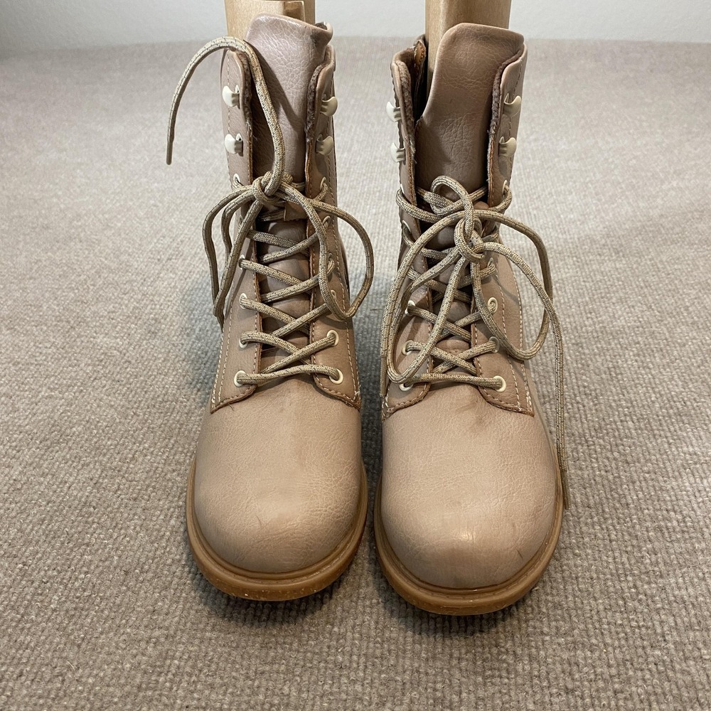 B.o.c Boots Womens Size 10 Beige Synthetic Ankle Combat Lace Up Zip Carter - Picture 4 of 12
